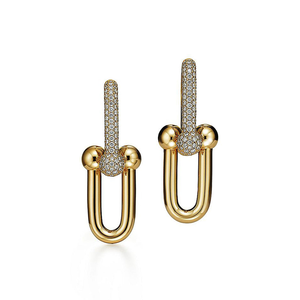 18K Tiffany HardWear Large Link Diamonds Earrings