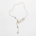 18K  Chanel Rhinestone Pearl Letter Necklace