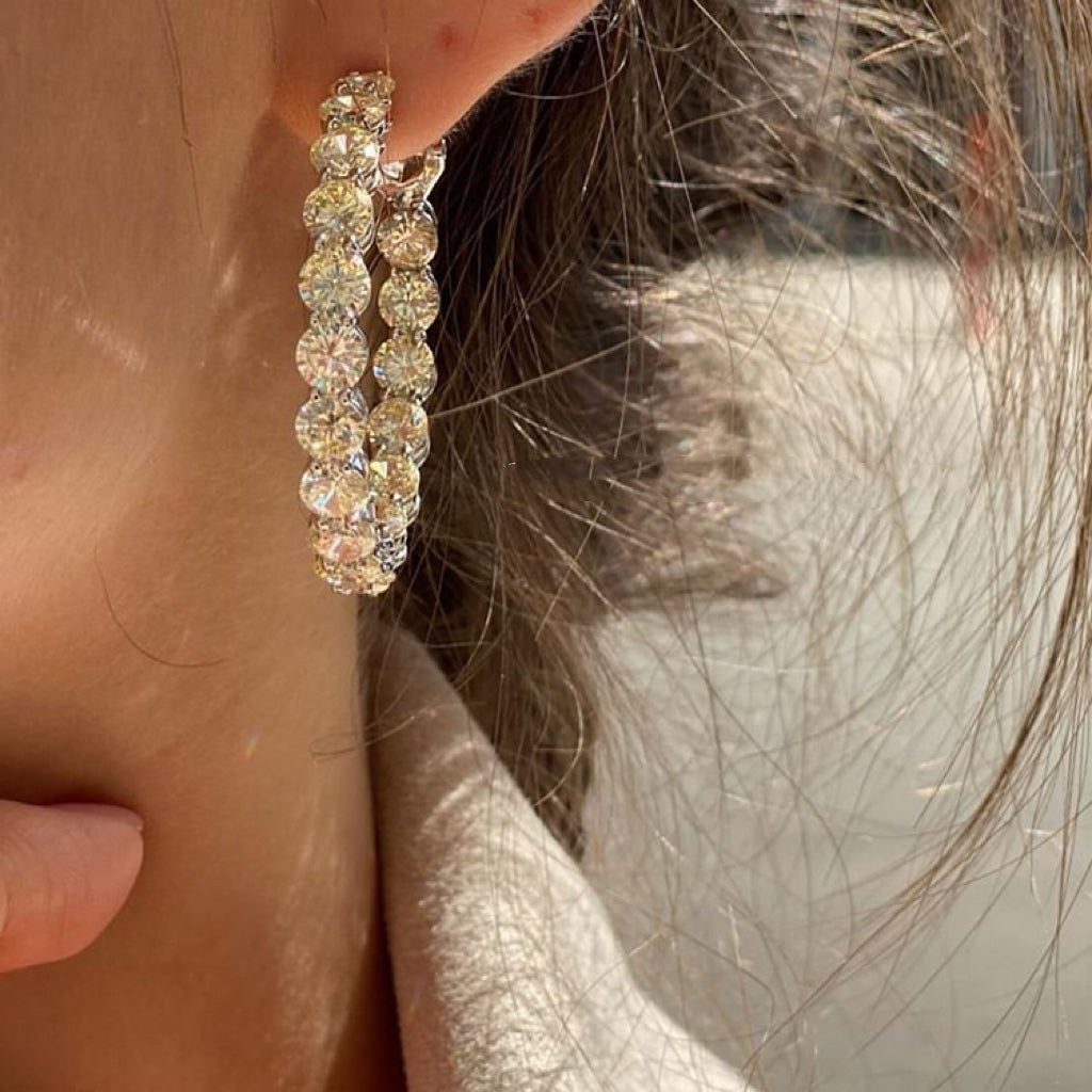 18K Tiffany Hoop Diamonds Earrings